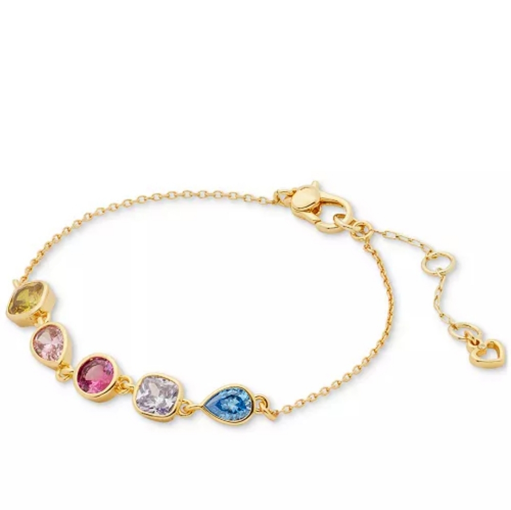 Kate Spade Bracelet Gold Brass Multicolored Cubic Zirconia NWT - Picture 2 of 7